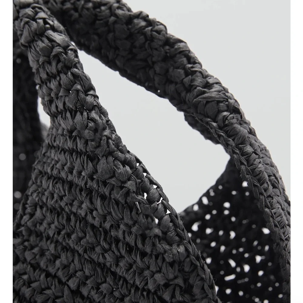 NWT Mango Black Woven Hobo Bag